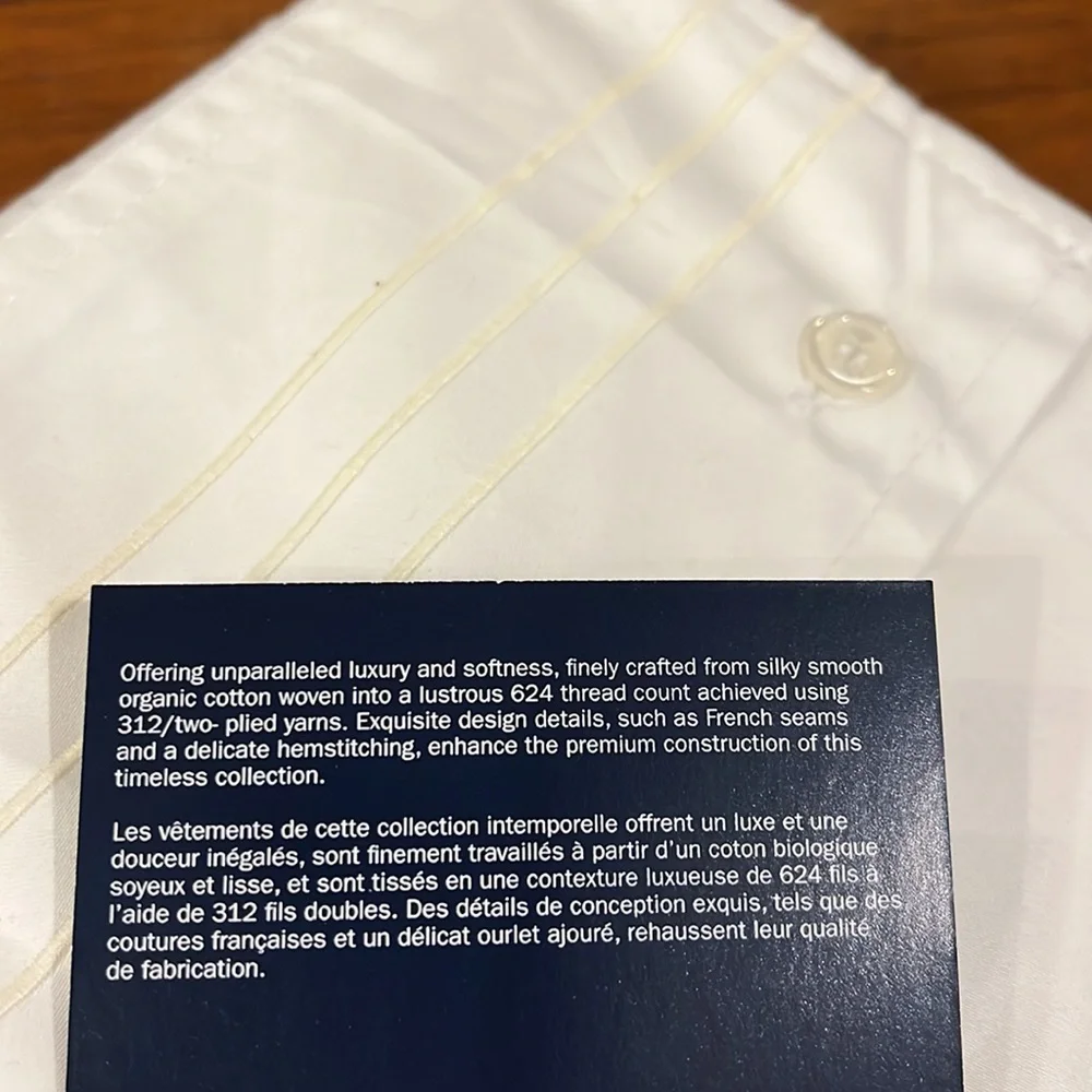 Ralph Lauren Organic Sateen Handkerchief Embroidery Queen Flat Sheet white new